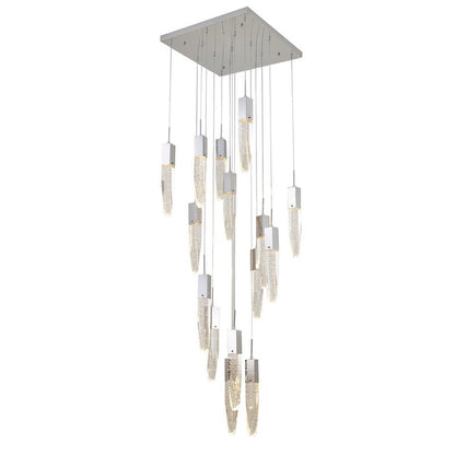 Chrome Frame Chandelier with Hanging Bubble Iceberg Crystal Pendants