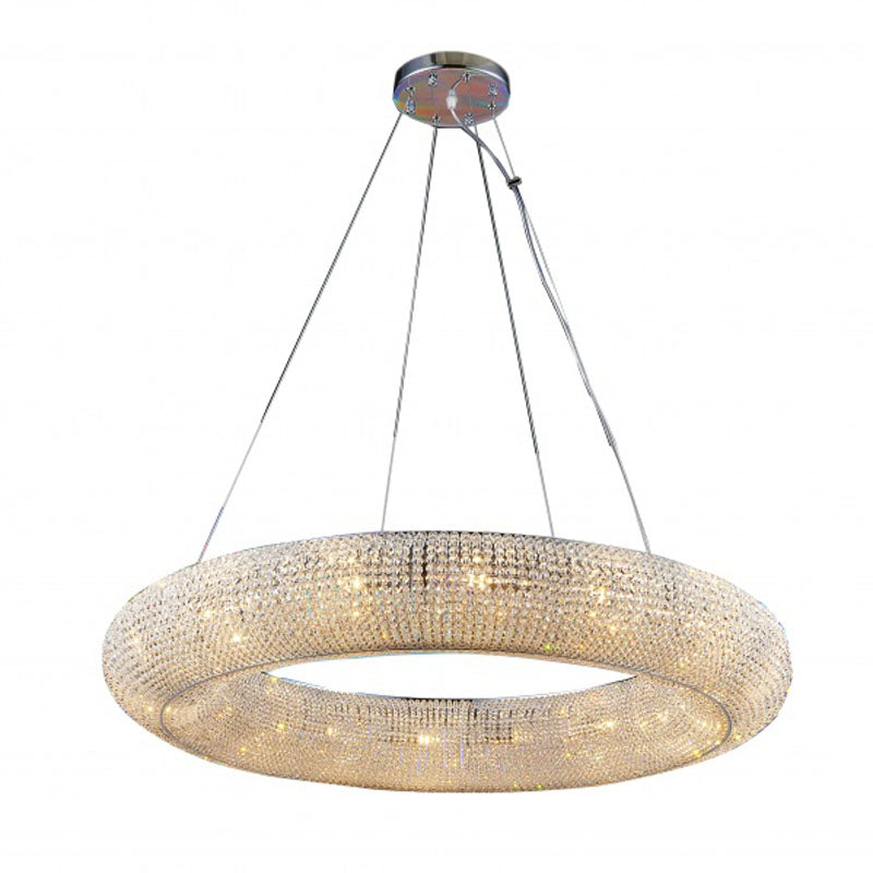 Clear Crystal Beaded Round Halo Ring Chandelier