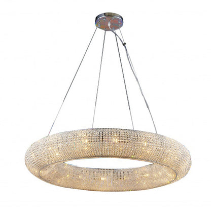 Clear Crystal Beaded Round Halo Ring Chandelier