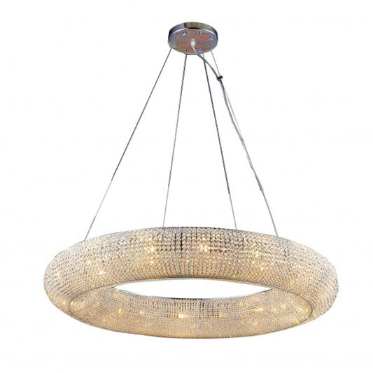 Clear Crystal Beaded Round Halo Ring Chandelier
