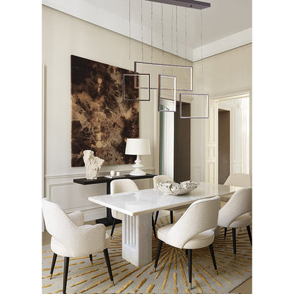 Coffee Brown Frame LED Chandelier With Hanging Box Pendants