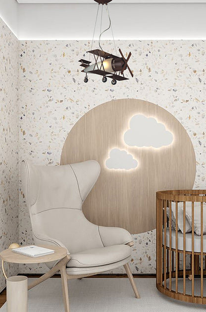 Brown Airplane Chandelier With A Frosted White Glass