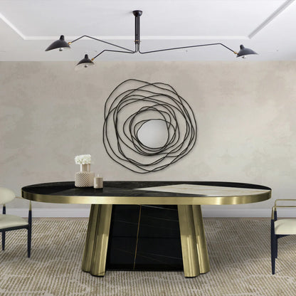 Decodiva Golden & Spider Marble Dining Table