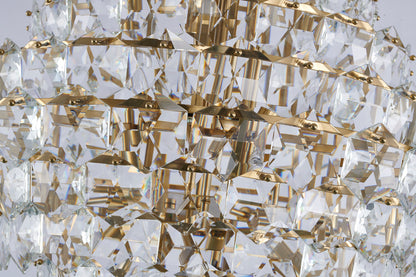 Brass Frame Chandelier With Clear Hanging Crystals