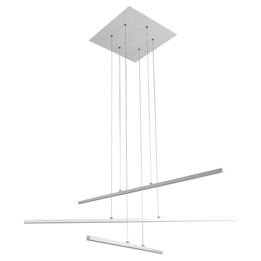 Matte White Frame LED Ceiling Fixture With Hanging Stick Pendants