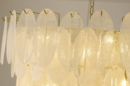 Brass Chandelier with Frosted Glass Shades