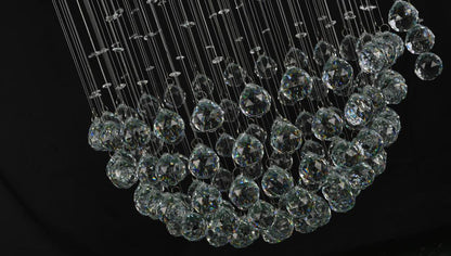 Chrome Flushed Chandelier with Clear Hanging Crystals and Beads