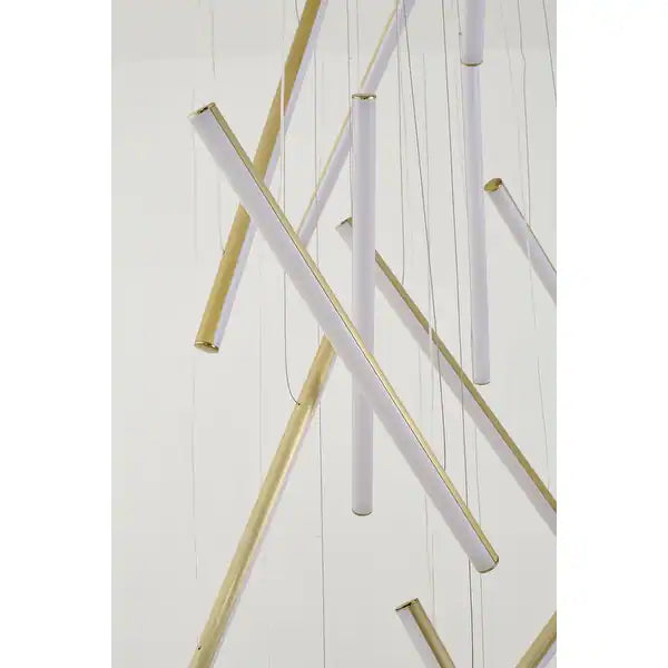 Brass Metal LED Chandelier With White Acrylic Diffusers