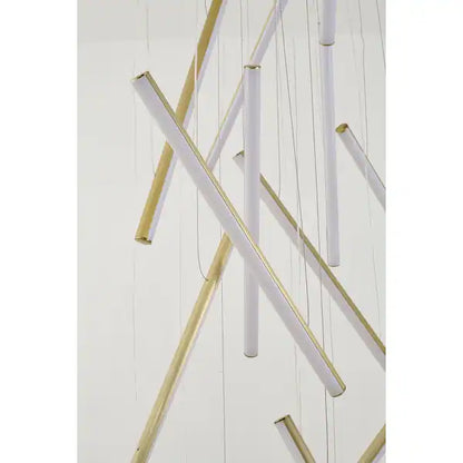 Brass Metal LED Chandelier With White Acrylic Diffusers