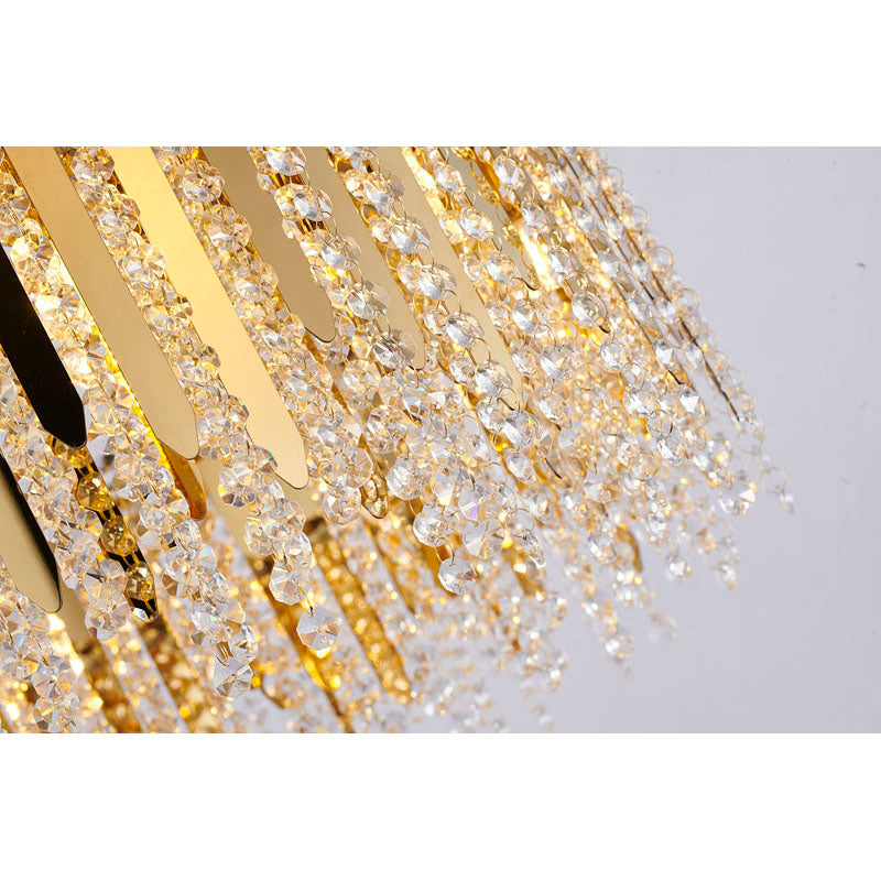 Gold Chandelier With Clear Hanging Crystal Beads