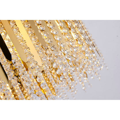 Gold Chandelier With Clear Hanging Crystal Beads