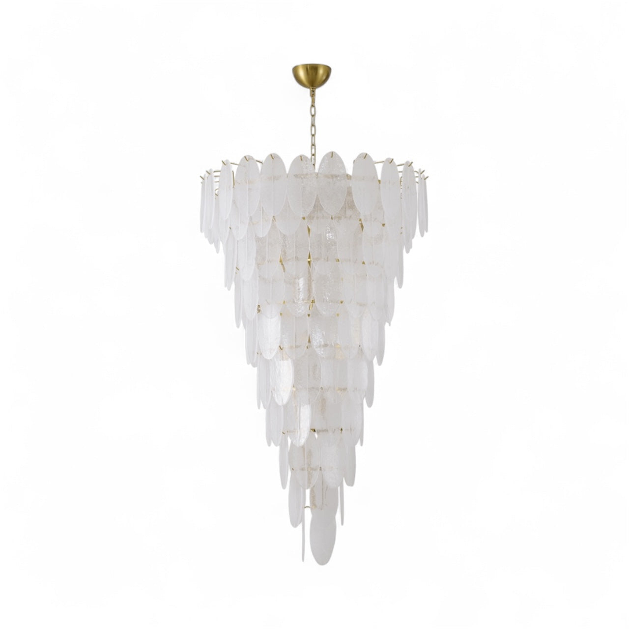 Brass Chandelier with Frosted Glass Shades