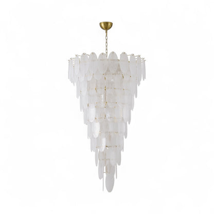 Brass Chandelier with Frosted Glass Shades