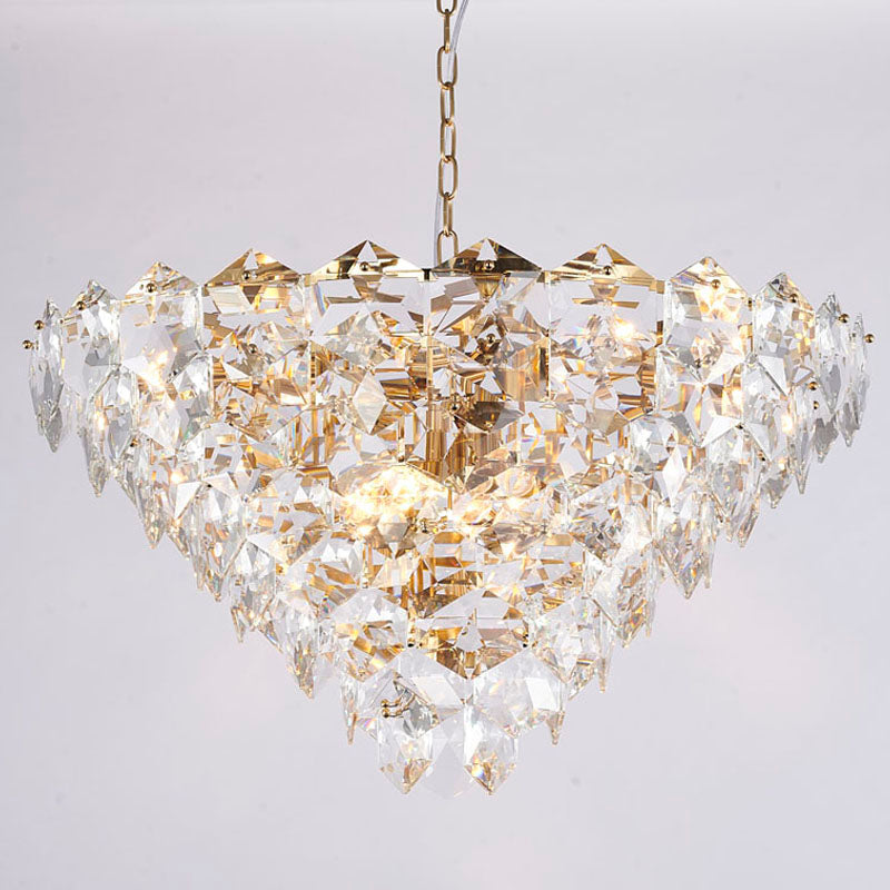 Gold Chandelier With Clear Hanging Crystals
