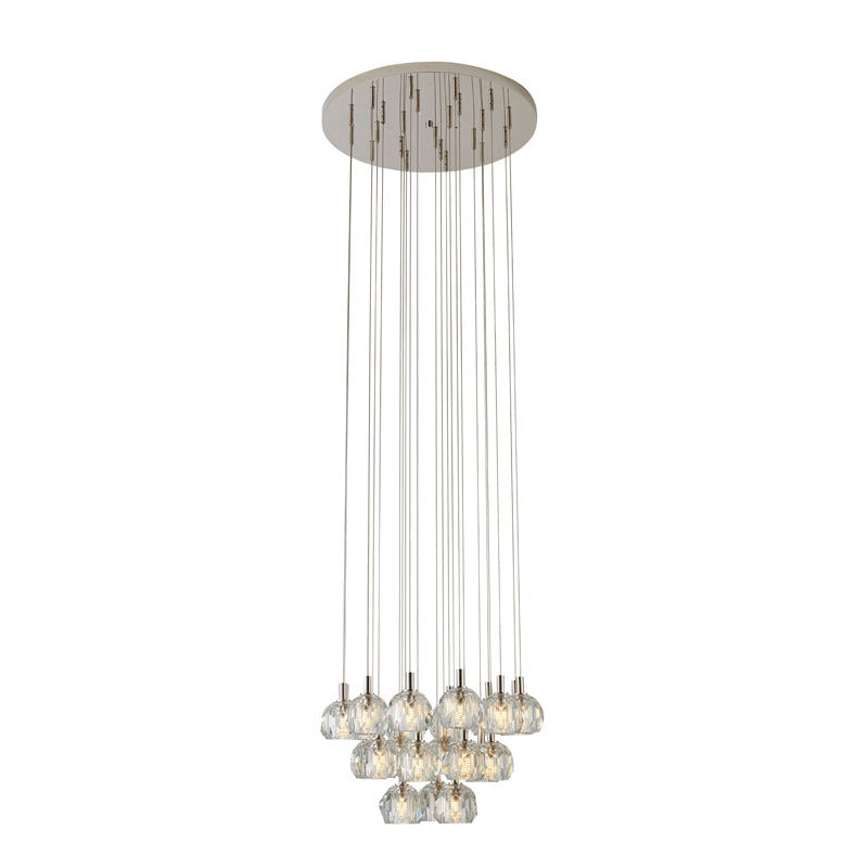 Flushed Chandelier with Clear Crystal Balls