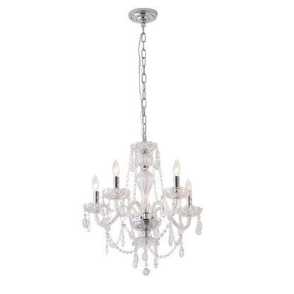 Clear Crystal Chandelier with Glass Arms & Chrome Hardware