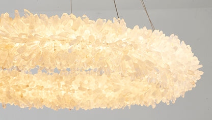 Brass Chandelier With A Spiky Natural Crystal Halo
