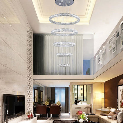 Triple Crystal Ring LED Chandelier