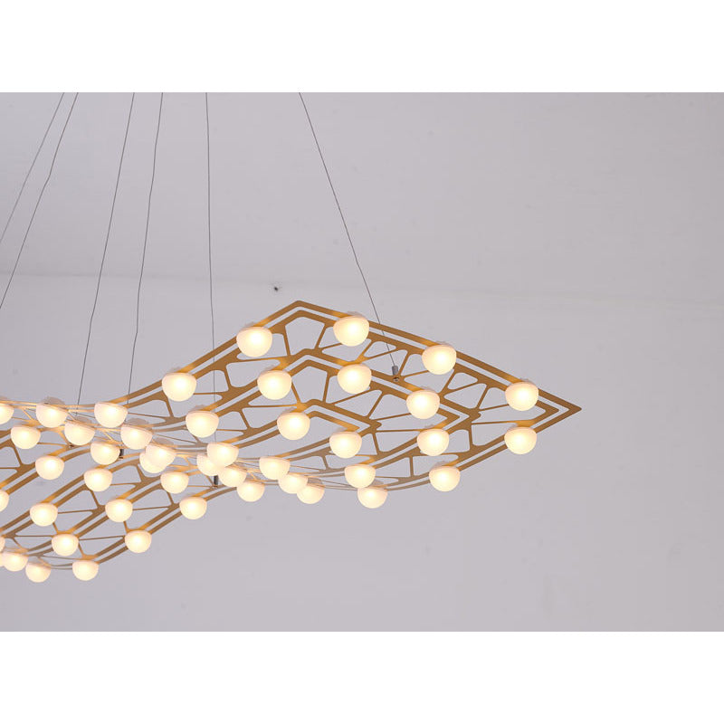 Gold Framed LED ORB Star Light Chandelier With White Acrylic Diffusers