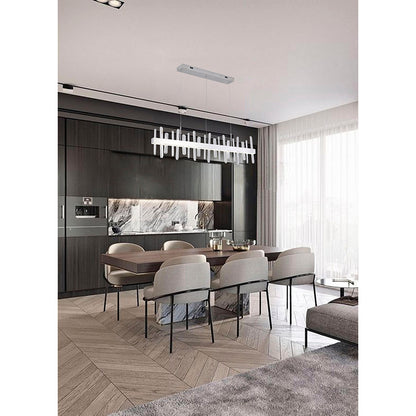 Chrome Linear LED Chandelier With Clear Crystals
