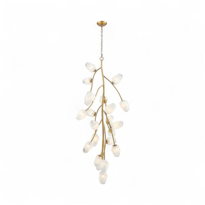 Gold Branch Chandelier with White Glass Shades