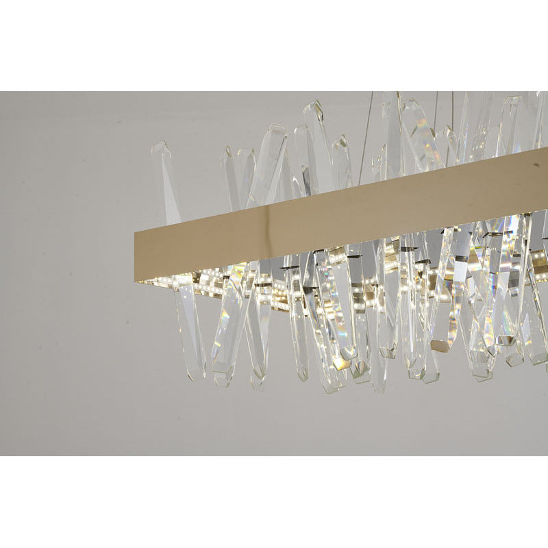 Gold Rectangular Crystal LED Chandelier