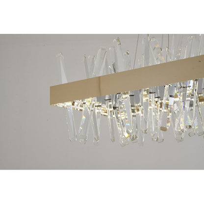 Gold Rectangular Crystal LED Chandelier