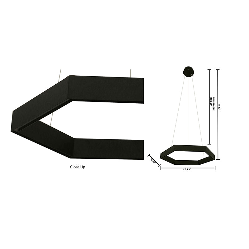 Black Octagon LED Chandelier