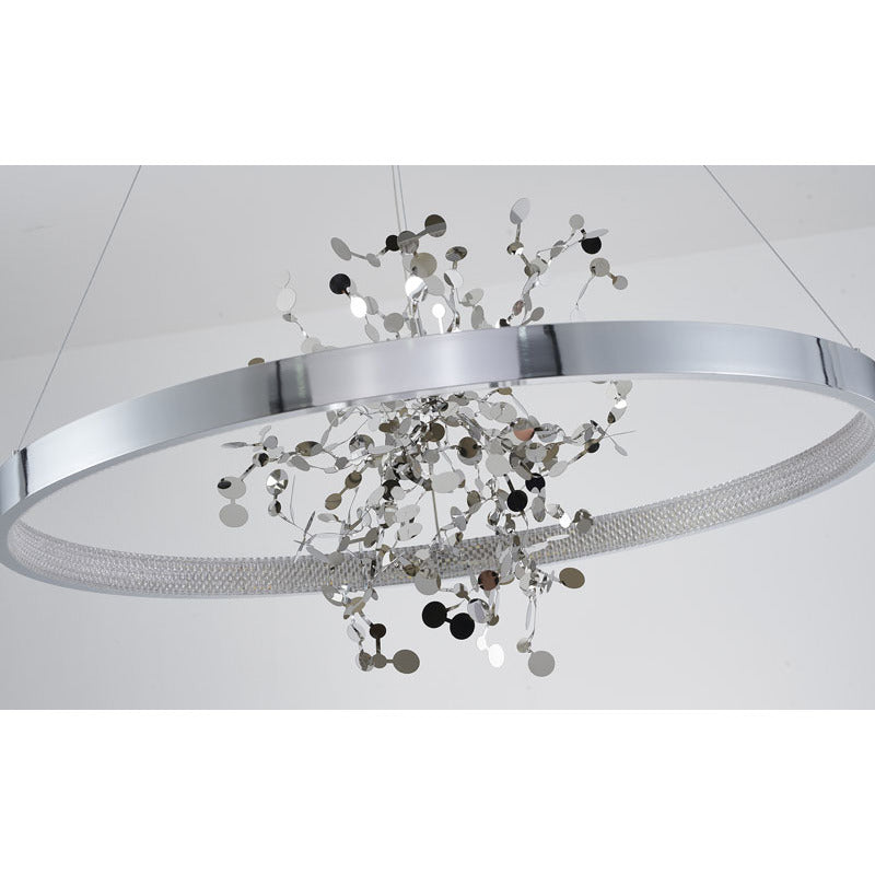 Ring LED Chandelier with Mirror Gold Sparkle