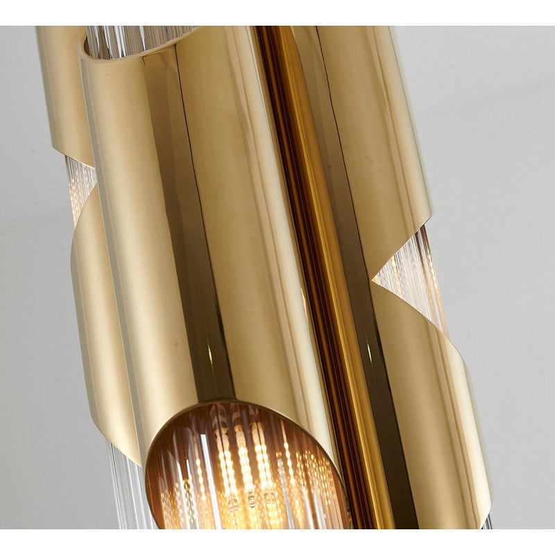 Gold Stainless Steel Pendant Light with Clear Glass Shade