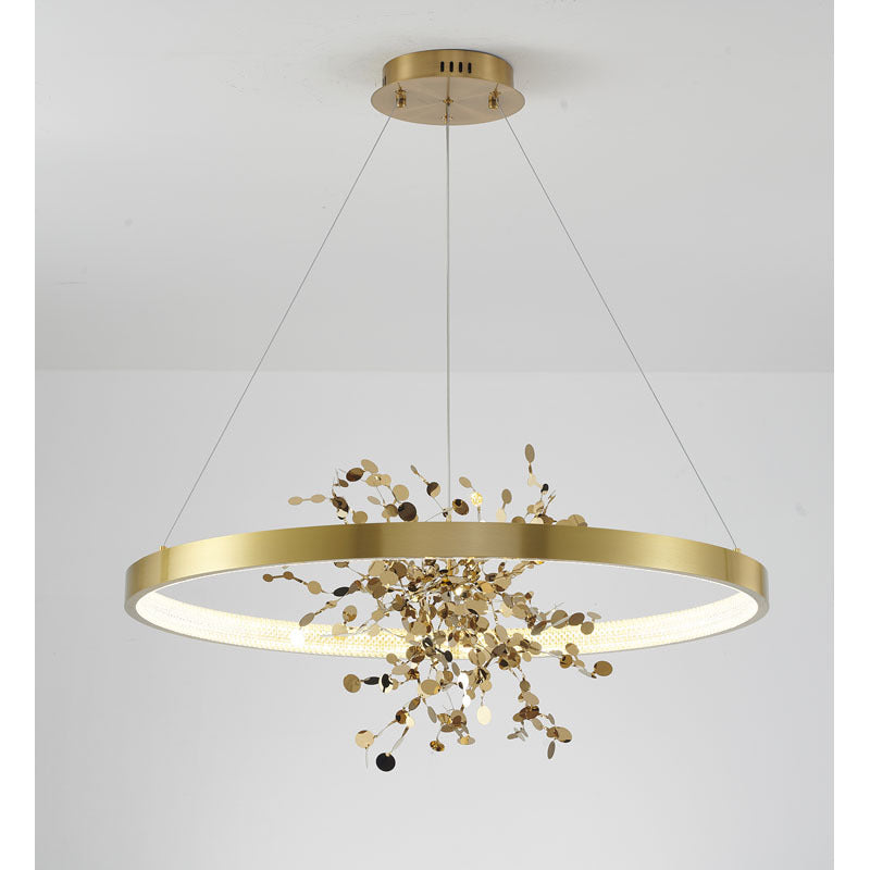 Ring LED Chandelier with Mirror Gold Sparkle