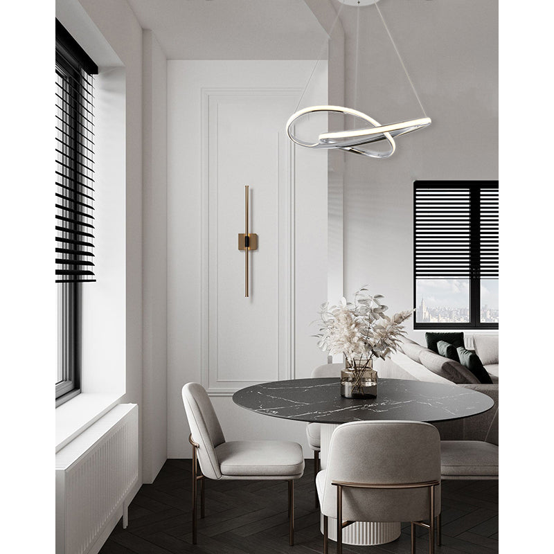 Black LED Chandelier – Modern Aluminum Ring Pendant Light