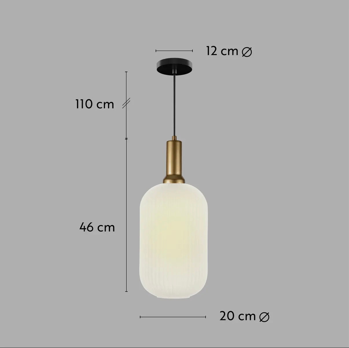 White Ribbed Glass Pendant