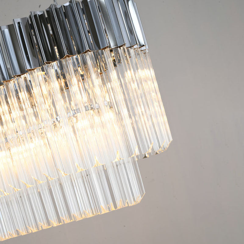 Oval Chandelier With Clear Hanging Crystals