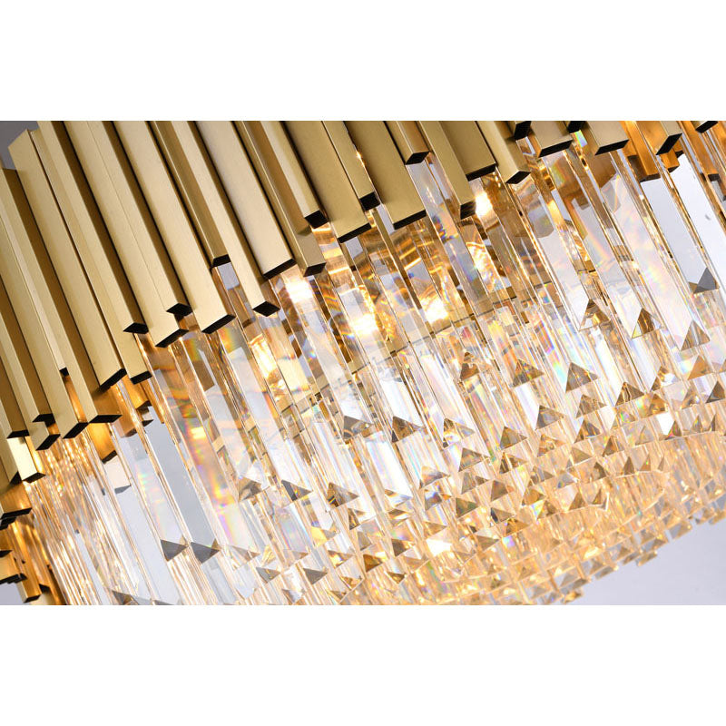 Hairline Chandelier With Clear Hanging Crystals
