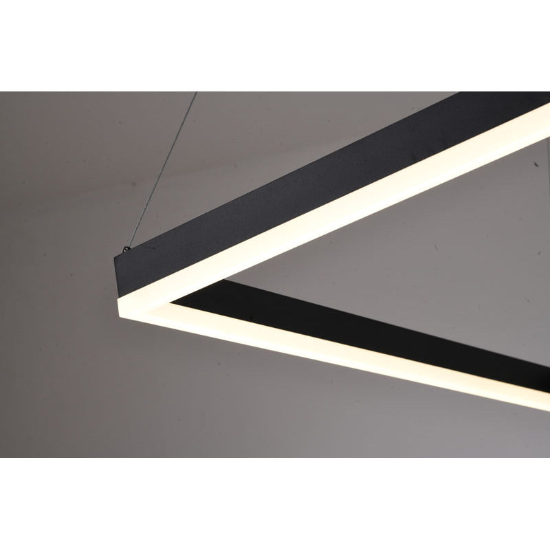 Modern Matte Black Square LED Chandelier – Ultra Slim 30” Contemporary Pendant Light