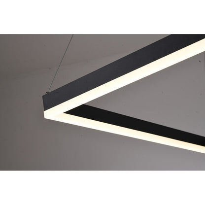 Modern Matte Black Square LED Chandelier – Ultra Slim 30” Contemporary Pendant Light