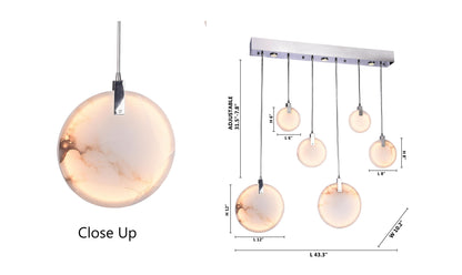 Chrome LED Chandelier With Spanish Marble Accents