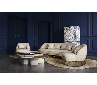Opelia Calacatta Marble & Gold Center Table