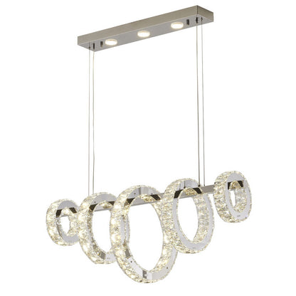 Five-Ring Chrome Crystal LED Chandelier
