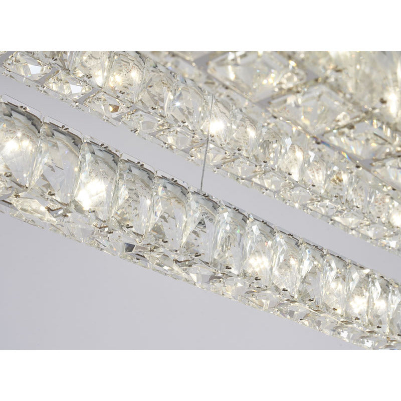 Two Tier Rectangular Clear Crystal Chandelier