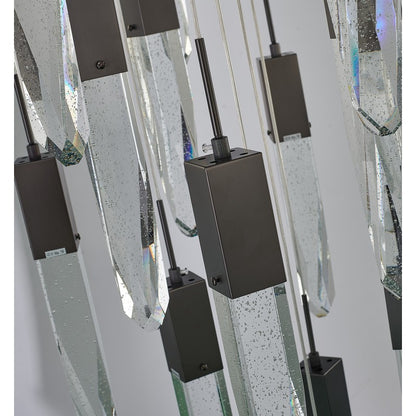 Flushed Chrome Frame Chandelier with Clear Bubble Hanging Crystal Pendants