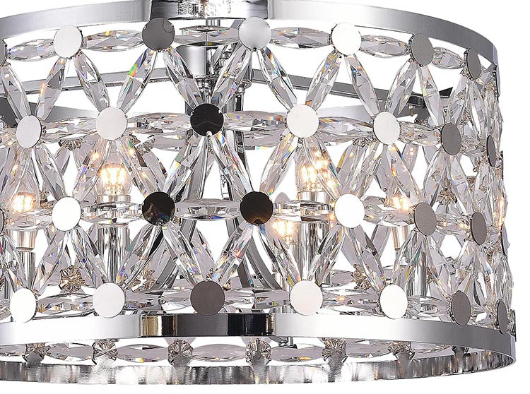 Drum Chandelier With Star Clear Crystal Detailing