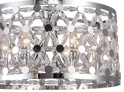 Drum Chandelier With Star Clear Crystal Detailing