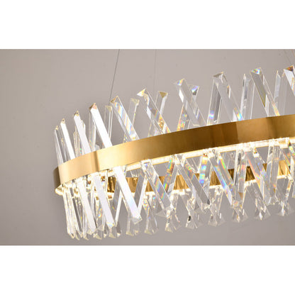 Round Gold Frame Chandelier With Clear Crystals