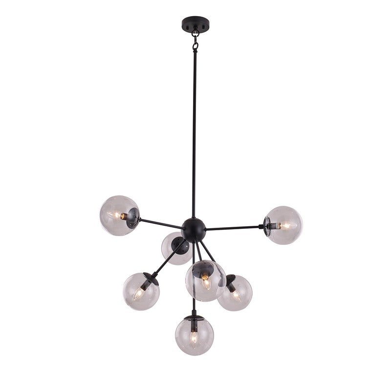 Black Metal Frame Ceiling Fixture with Clear Glass Globe Shapes
