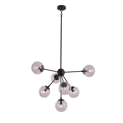 Black Metal Frame Ceiling Fixture with Clear Glass Globe Shapes
