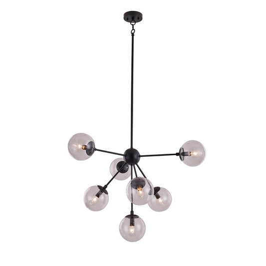 Black Metal Frame Ceiling Fixture with Clear Glass Globe Shapes