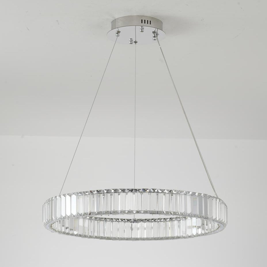 Clear Crystal Halo Chandelier With Chrome/Gold Hardware