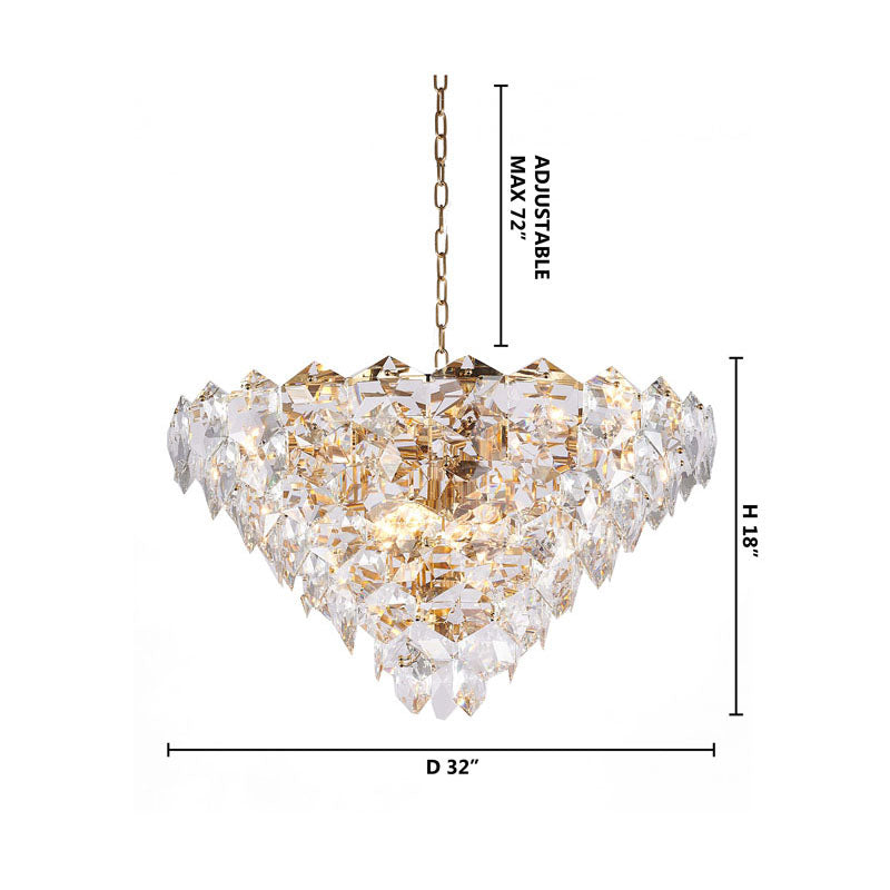 Gold Chandelier With Clear Hanging Crystals